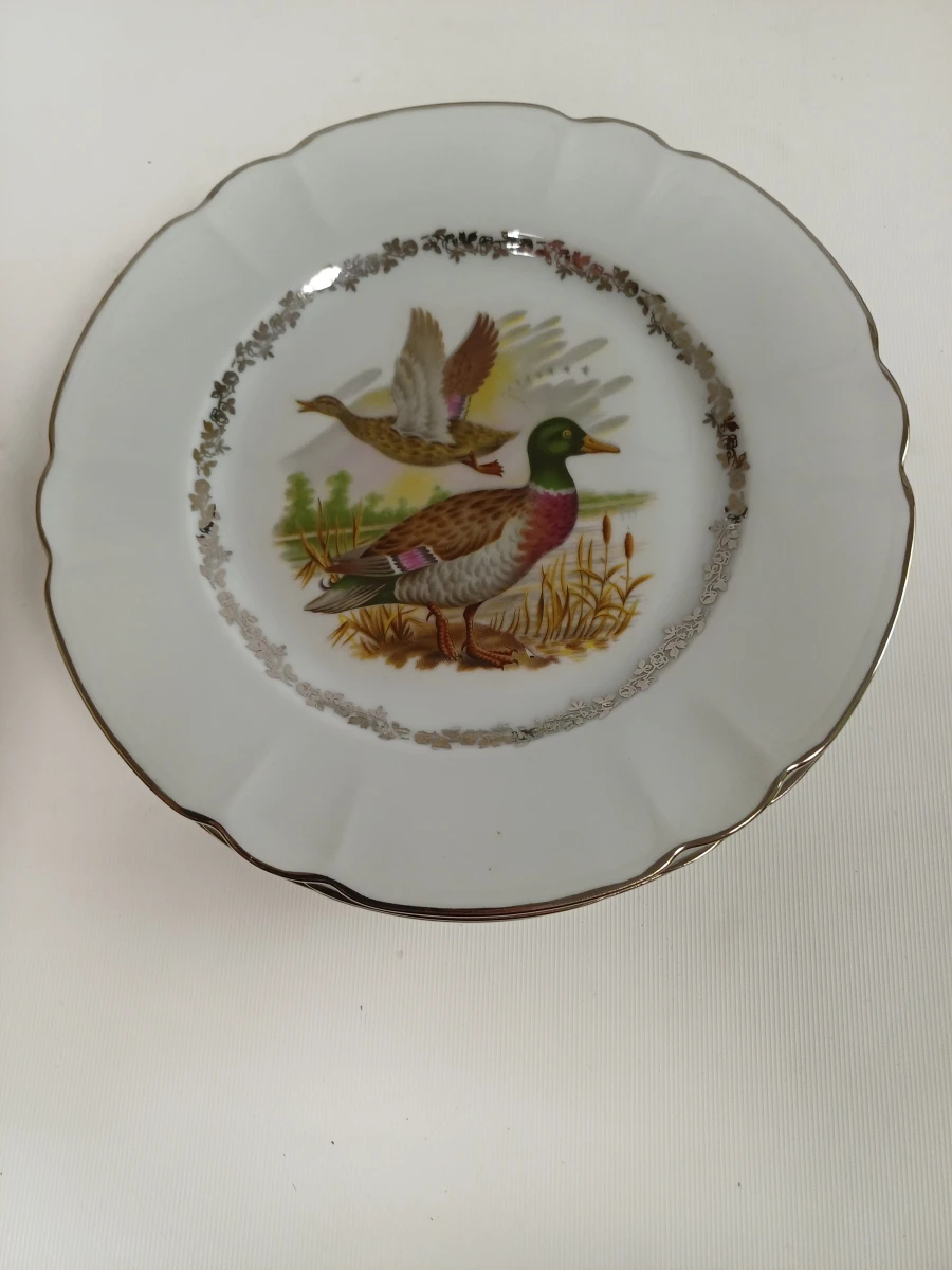 12 Limoges porseleinen borden + serveerschaal
