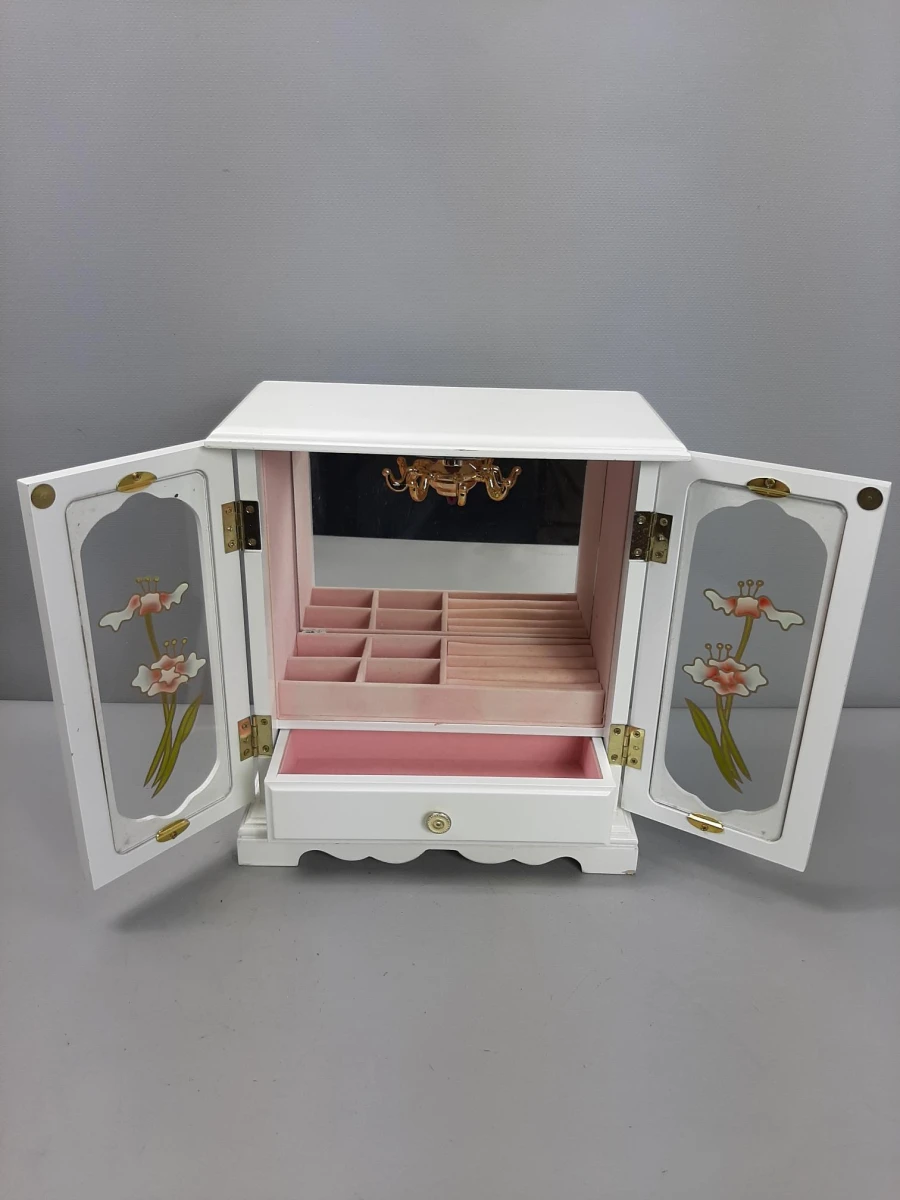 Houten mini juwelen kastje