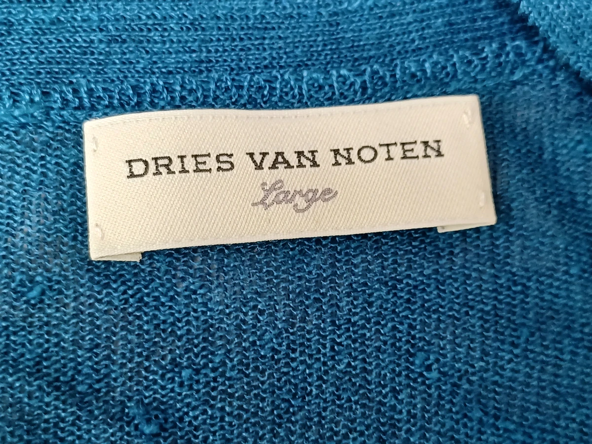Dries Van Noten Angle – Petrolblauwe linnen overslagtop
