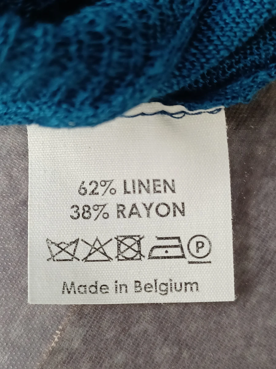 Dries Van Noten Angle – Petrolblauwe linnen overslagtop