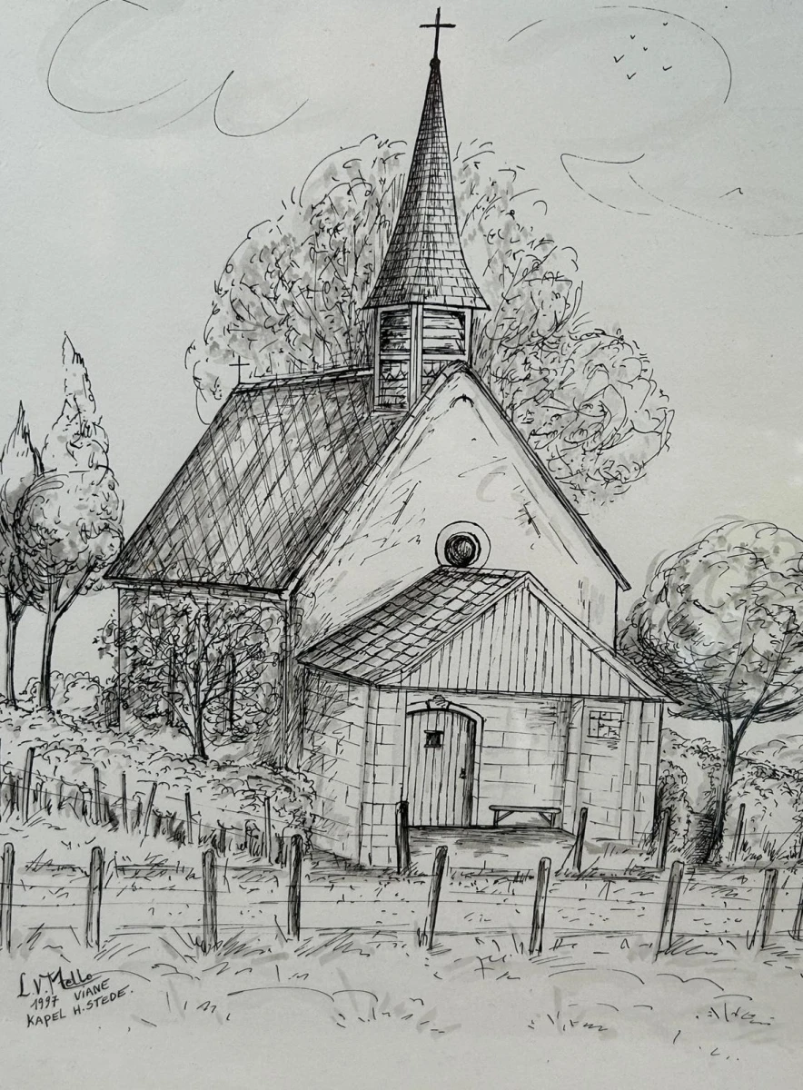 Ingelijste Tekening "Kapel H. Stede Viane"