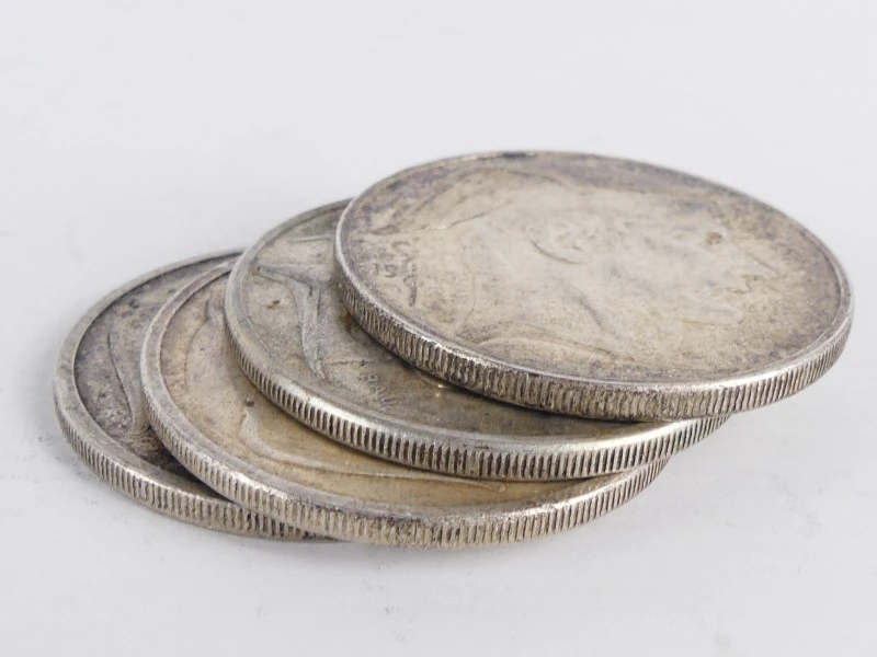Vintage 4 zilveren munten - België(50 gr. zilver)