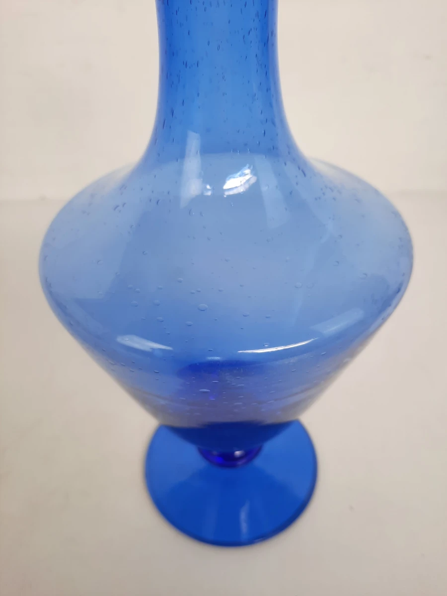 Vintage Kobaltblauwe Glazen Karaf met Stop – Italiaans Design / Empoli Stijl - foto 2