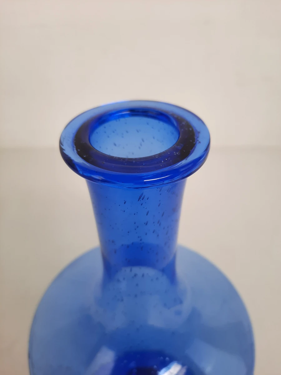 Vintage Kobaltblauwe Glazen Karaf met Stop – Italiaans Design / Empoli Stijl - foto 6