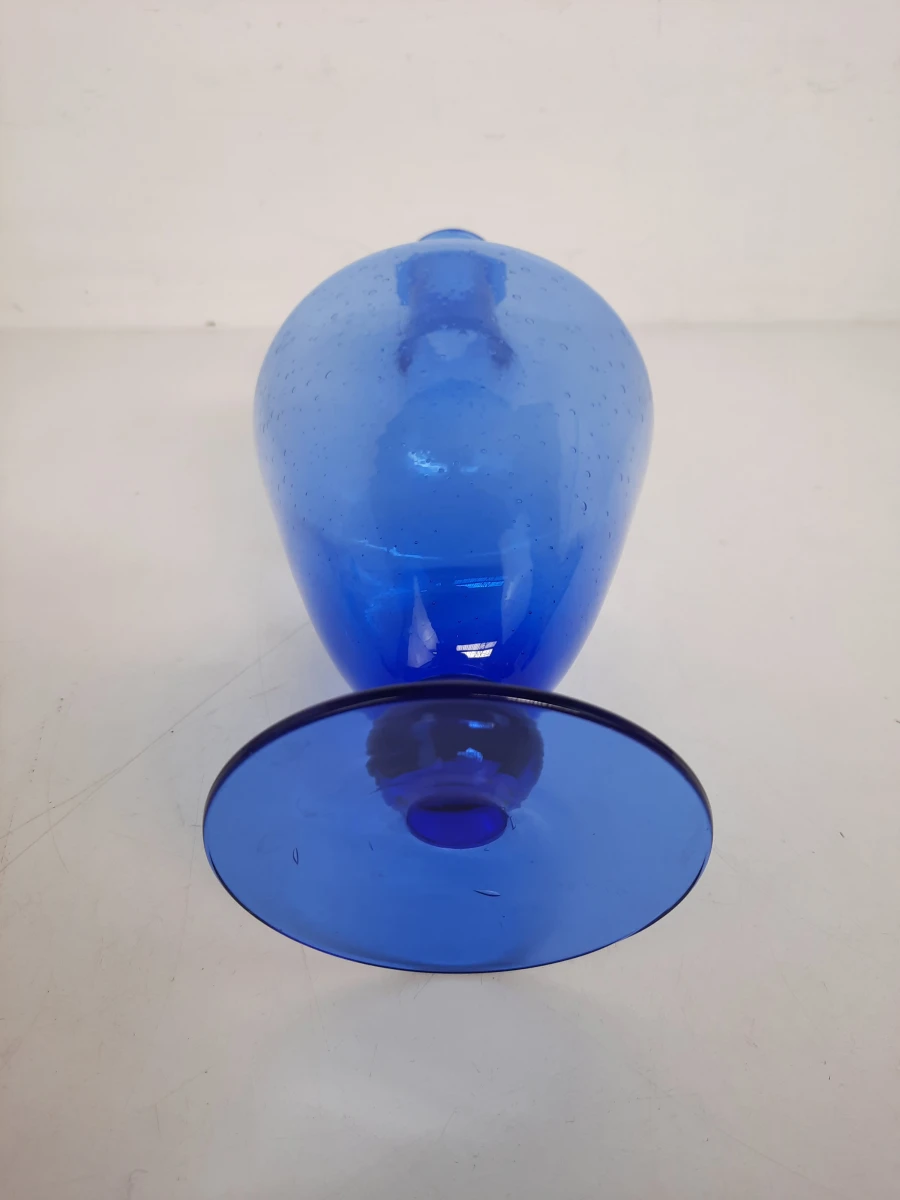 Vintage Kobaltblauwe Glazen Karaf met Stop – Italiaans Design / Empoli Stijl - foto 5