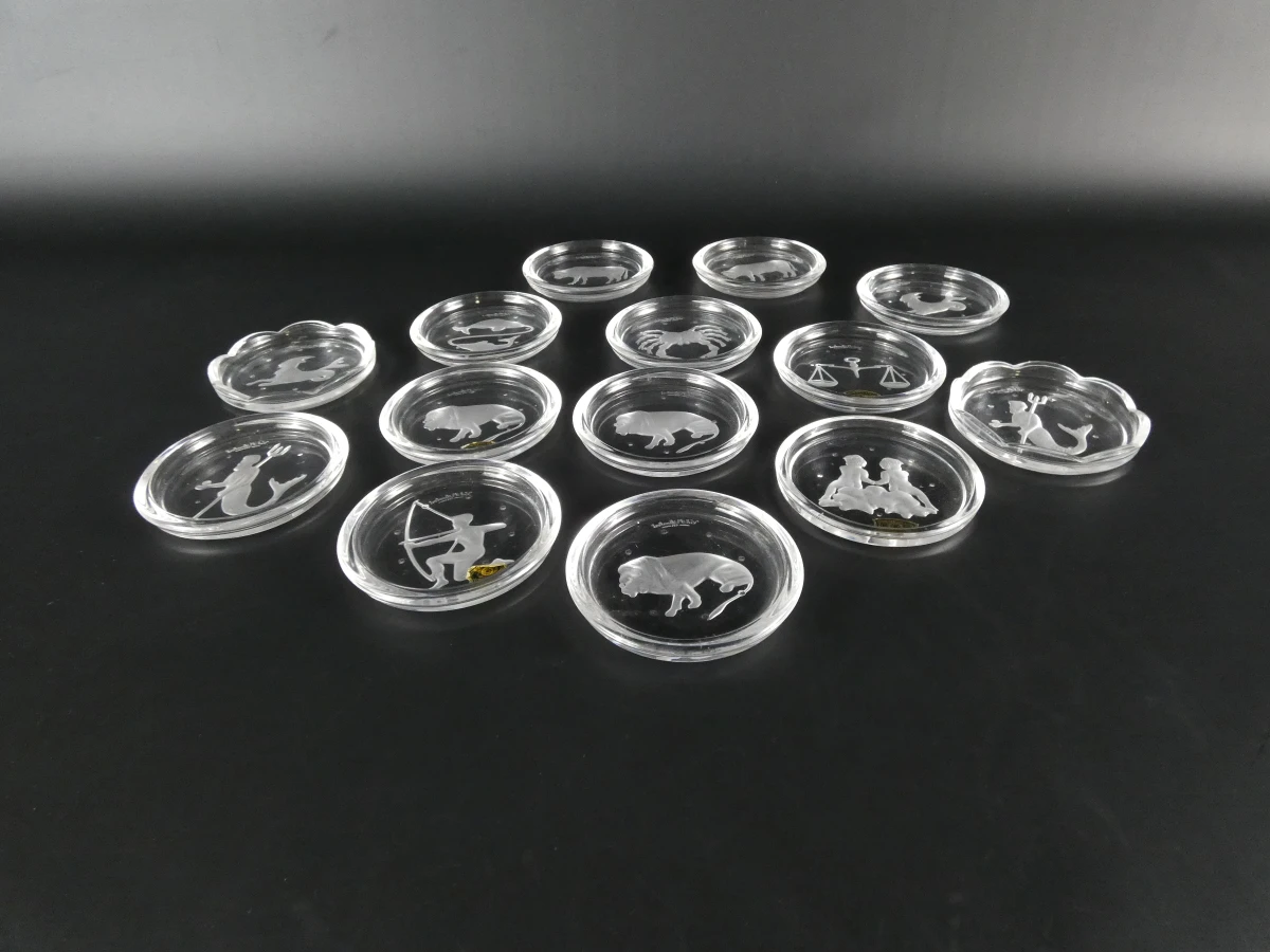 Lot vintage glazen onderzetters – Val Saint Lambert