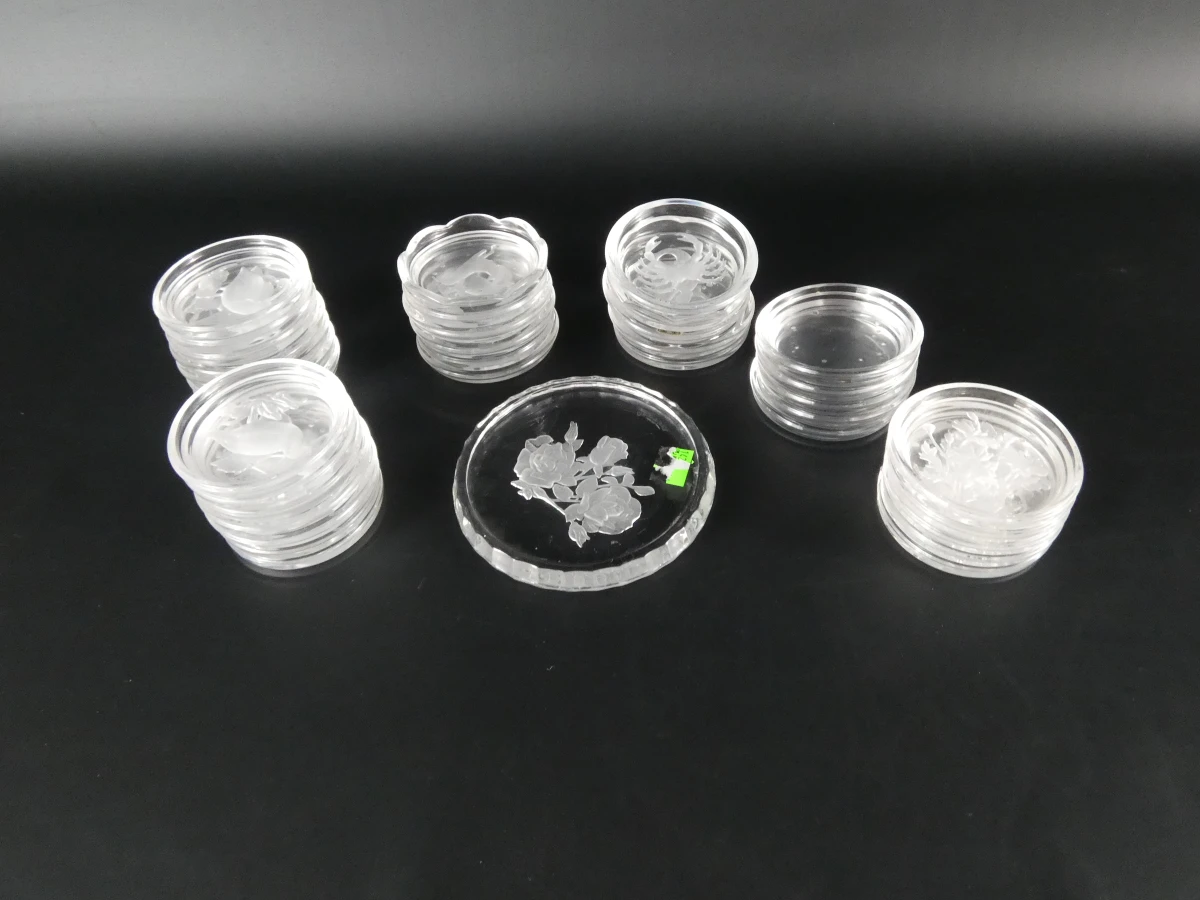Lot vintage glazen onderzetters – Val Saint Lambert