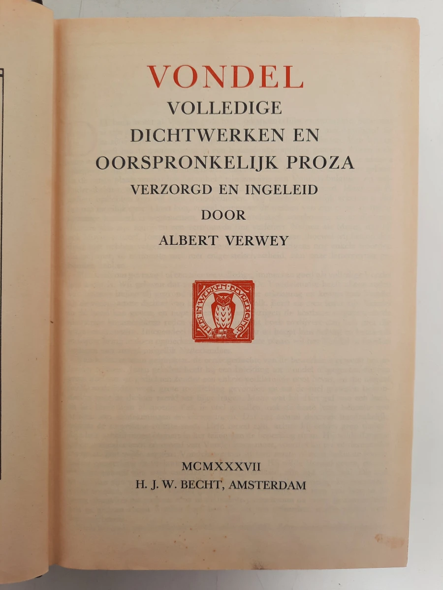 Joost van den Vondel – Volledige Dichtwerken en Oorspronkelijk Proza (1937) - foto 3