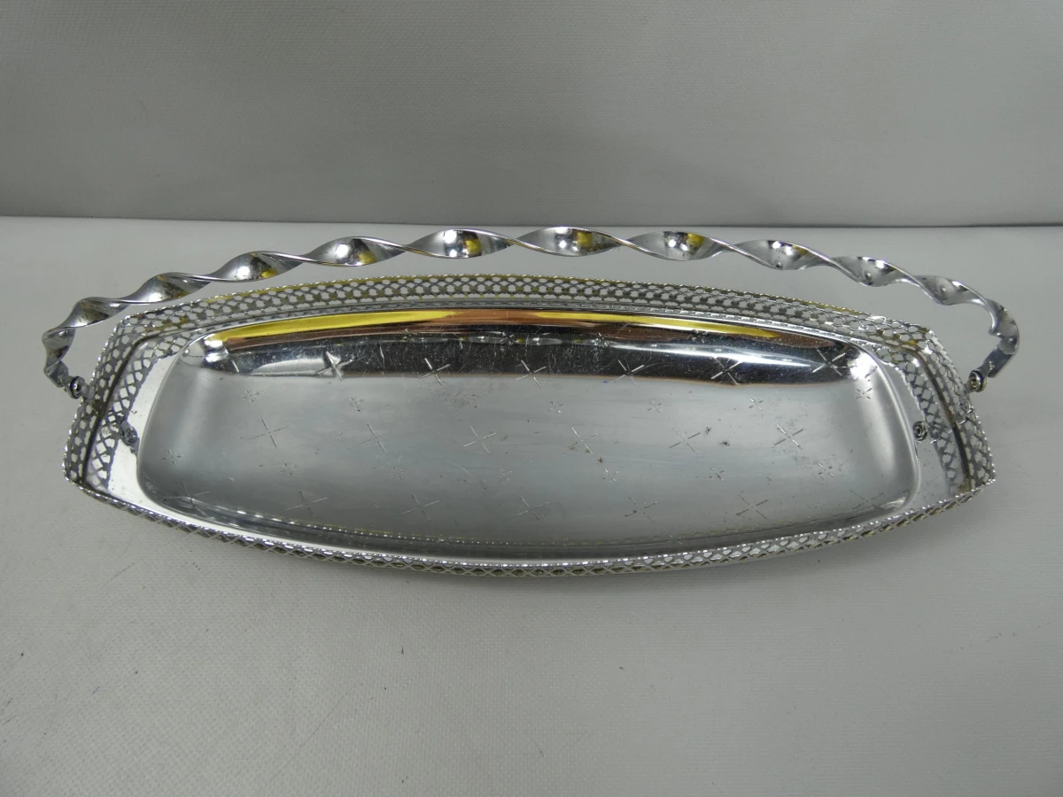 Vintage dienblad met draaibare handgreep ~ midden van de 20e eeuw