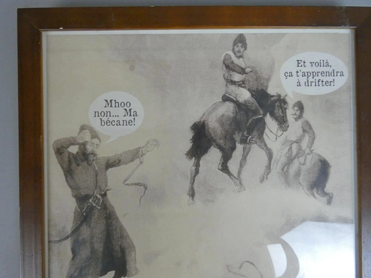 Ingelijste satirische kunstprint