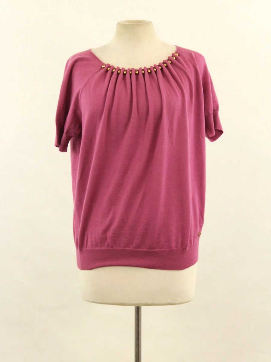 Gucci - tricot top met korte mouwen en goudkleurige details