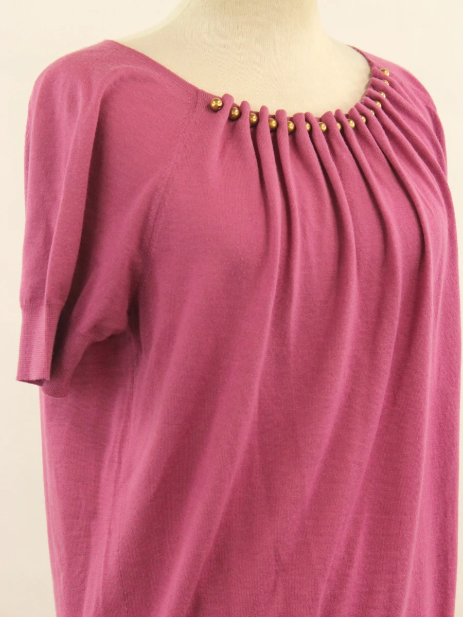 Gucci - tricot top met korte mouwen en goudkleurige details