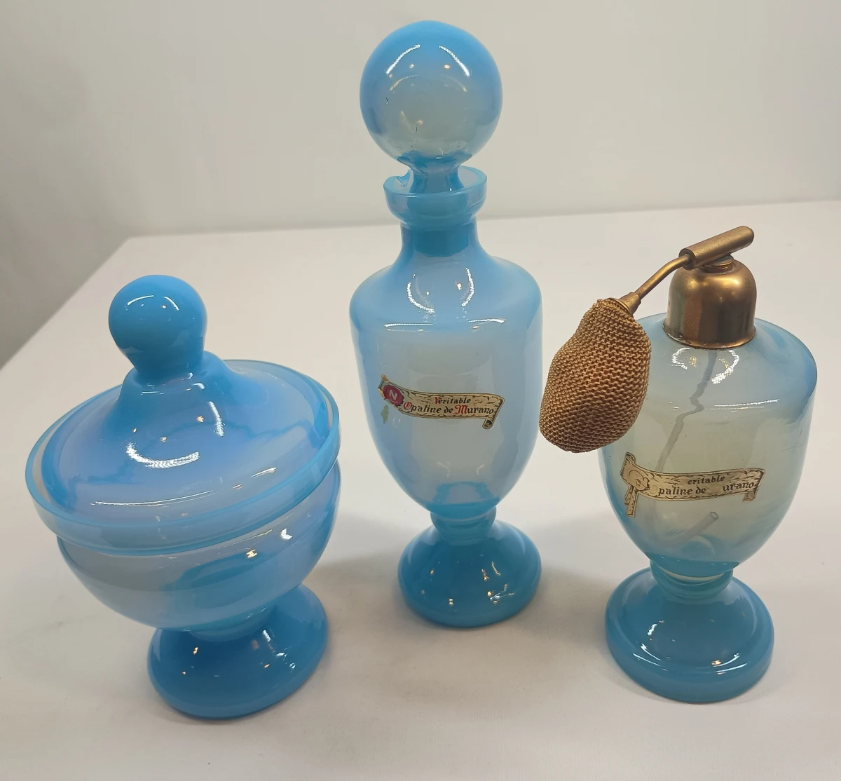 3-delige Murano opalineglas toiletset