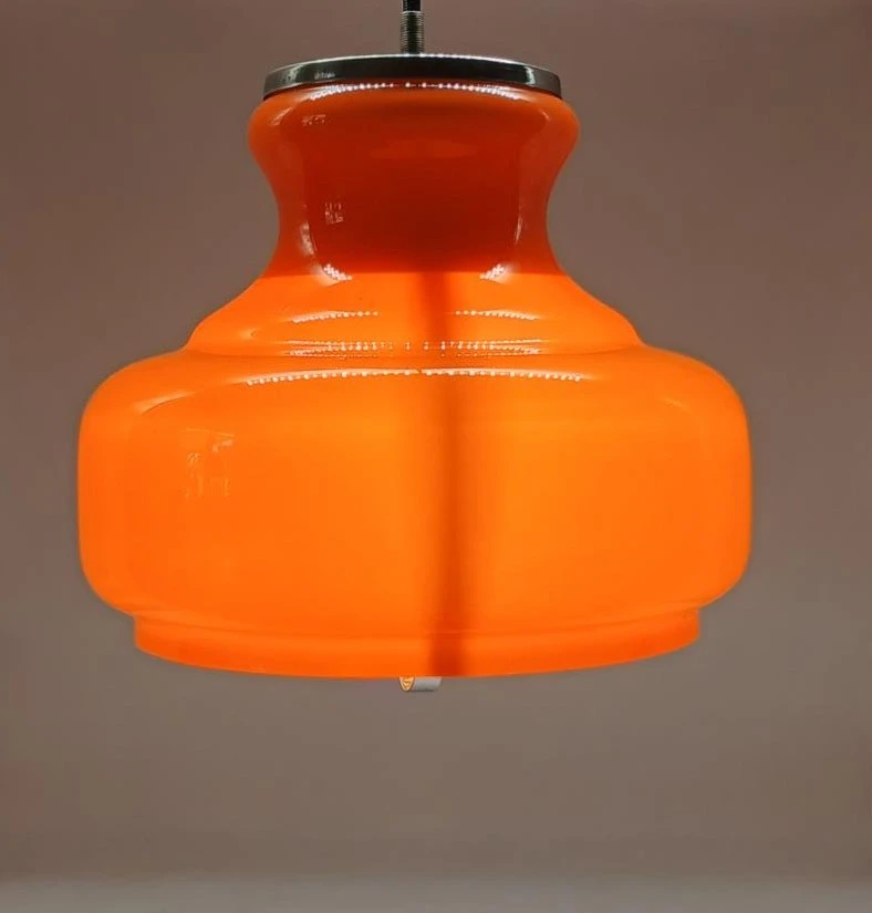 Oranje vintage glazen hanglamp