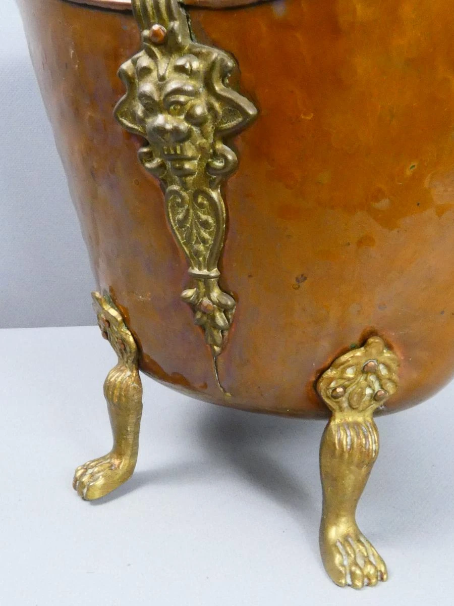 Vintage koperen kolenkit/bloempot
