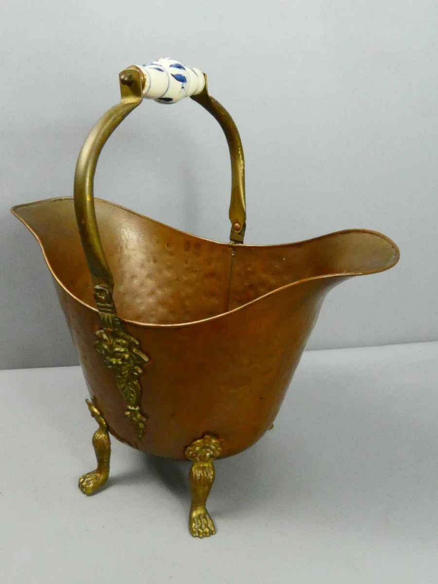 Vintage koperen kolenkit/bloempot