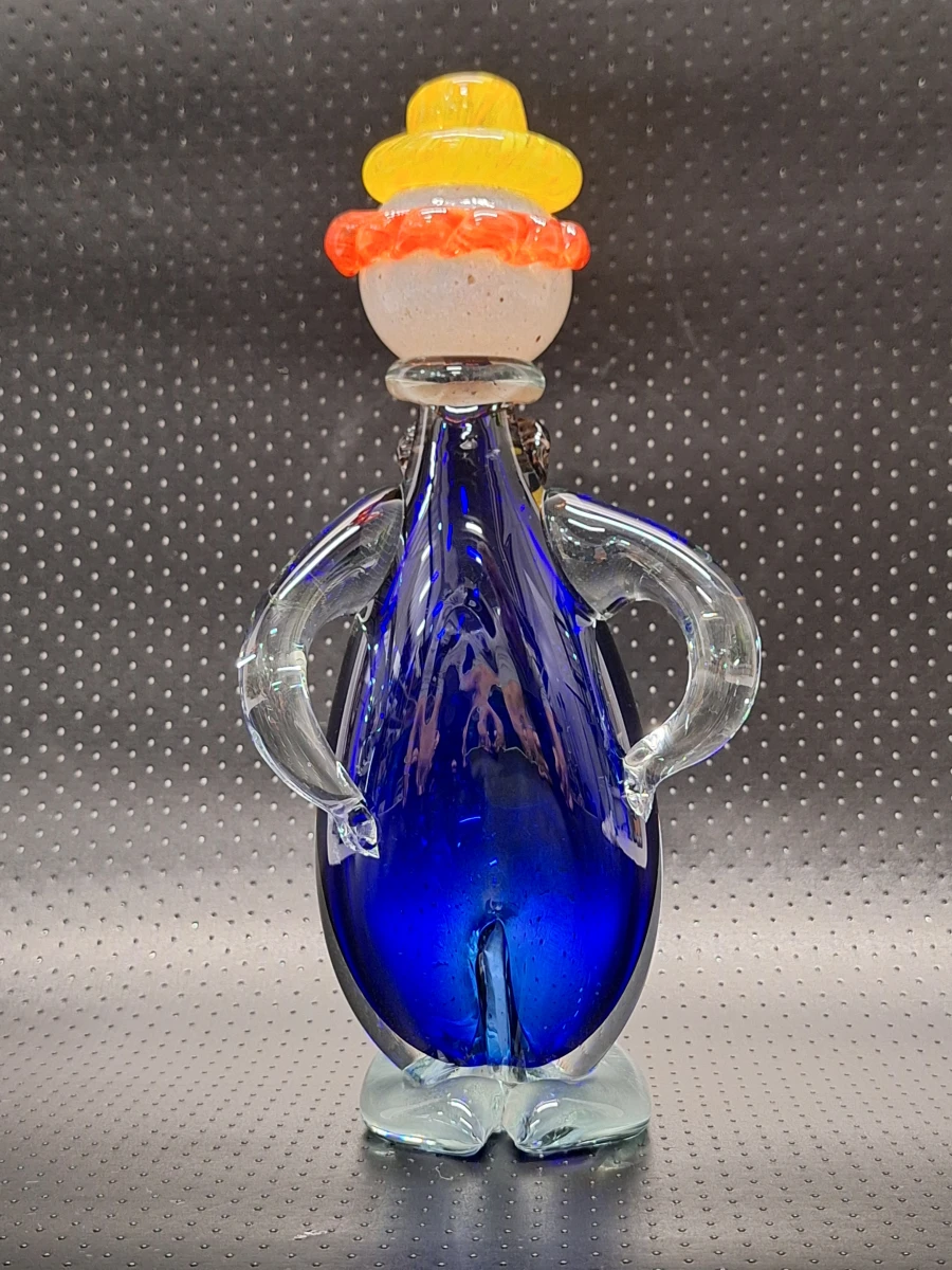 Charmante vintage Murano glazen clown - Handgeblazen Italiaans kunstglas
