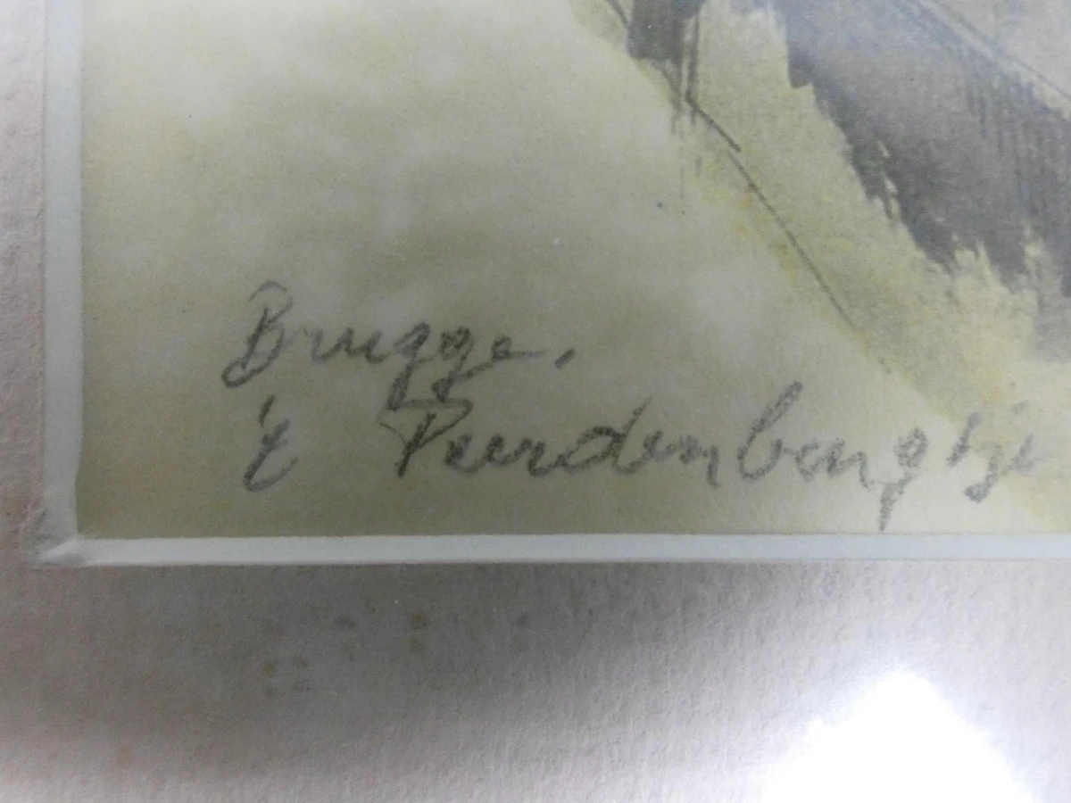 Ingelijste aquarel van Brugge door Luc Putman
