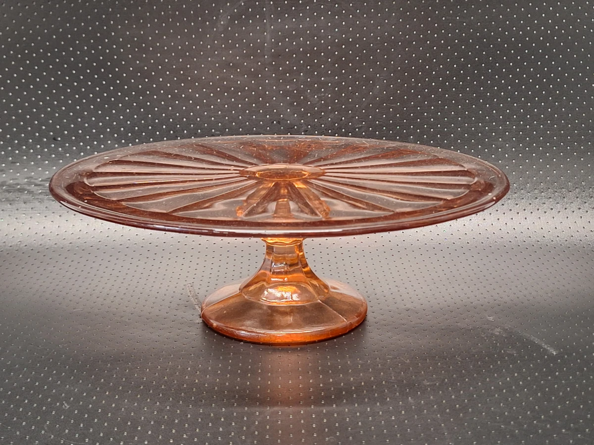 Vintage rosaline Luxval Taartschaal - Val Saint Lambert