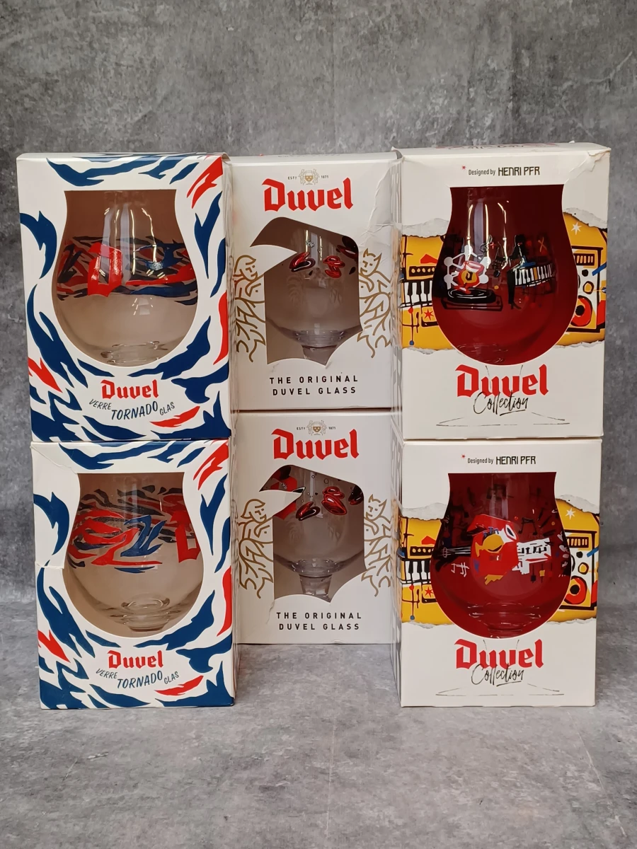 Unieke set van 3x2 Duvel designglazen - Limited editions