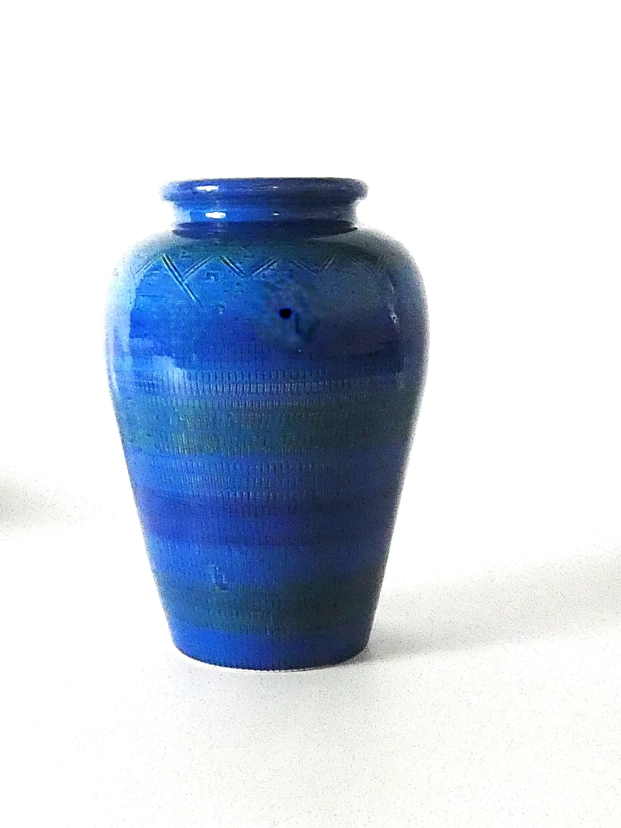 Vintage blauwe keramische vaas