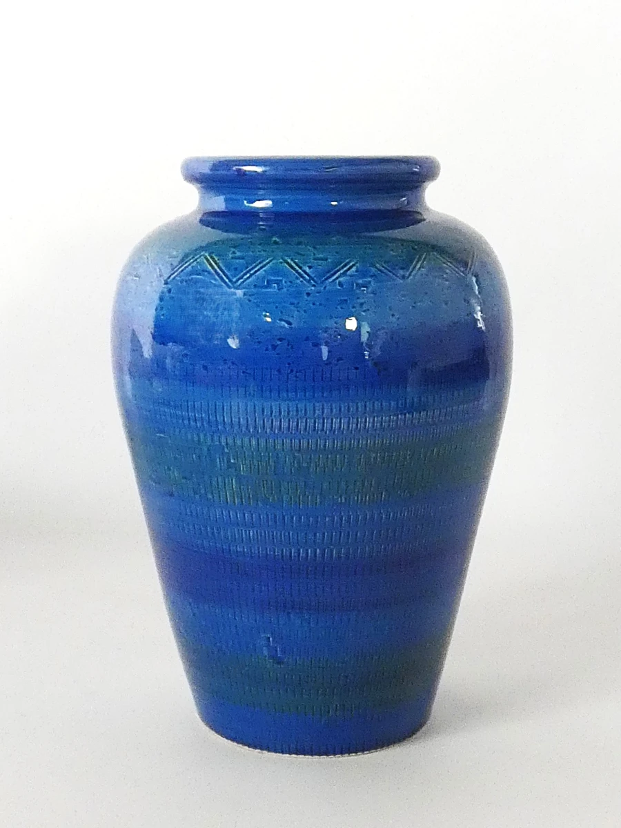 Vintage blauwe keramische vaas