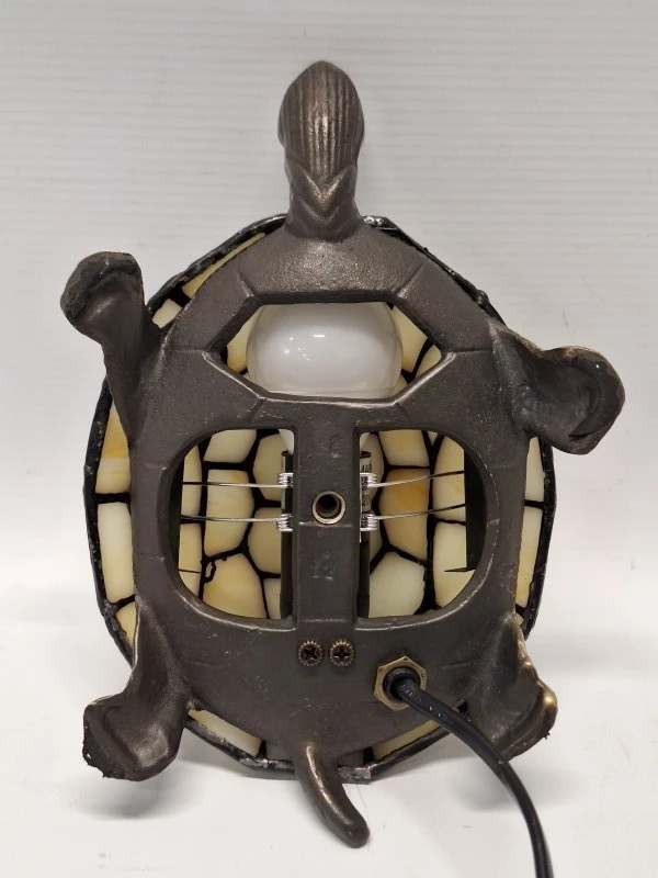 Vintage Tiffany-stijl schildpad lamp - sfeervol glas-in-lood tafellampje