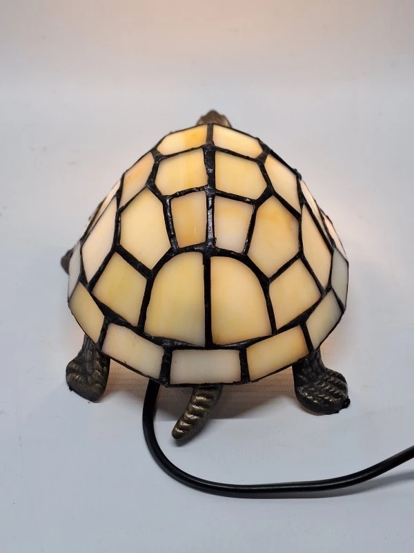 Vintage Tiffany-stijl schildpad lamp - sfeervol glas-in-lood tafellampje