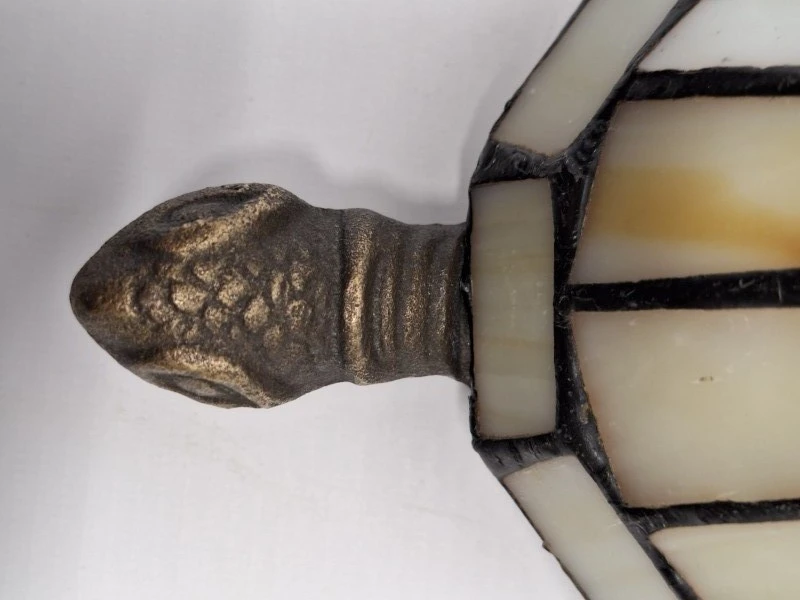 Vintage Tiffany-stijl schildpad lamp - sfeervol glas-in-lood tafellampje