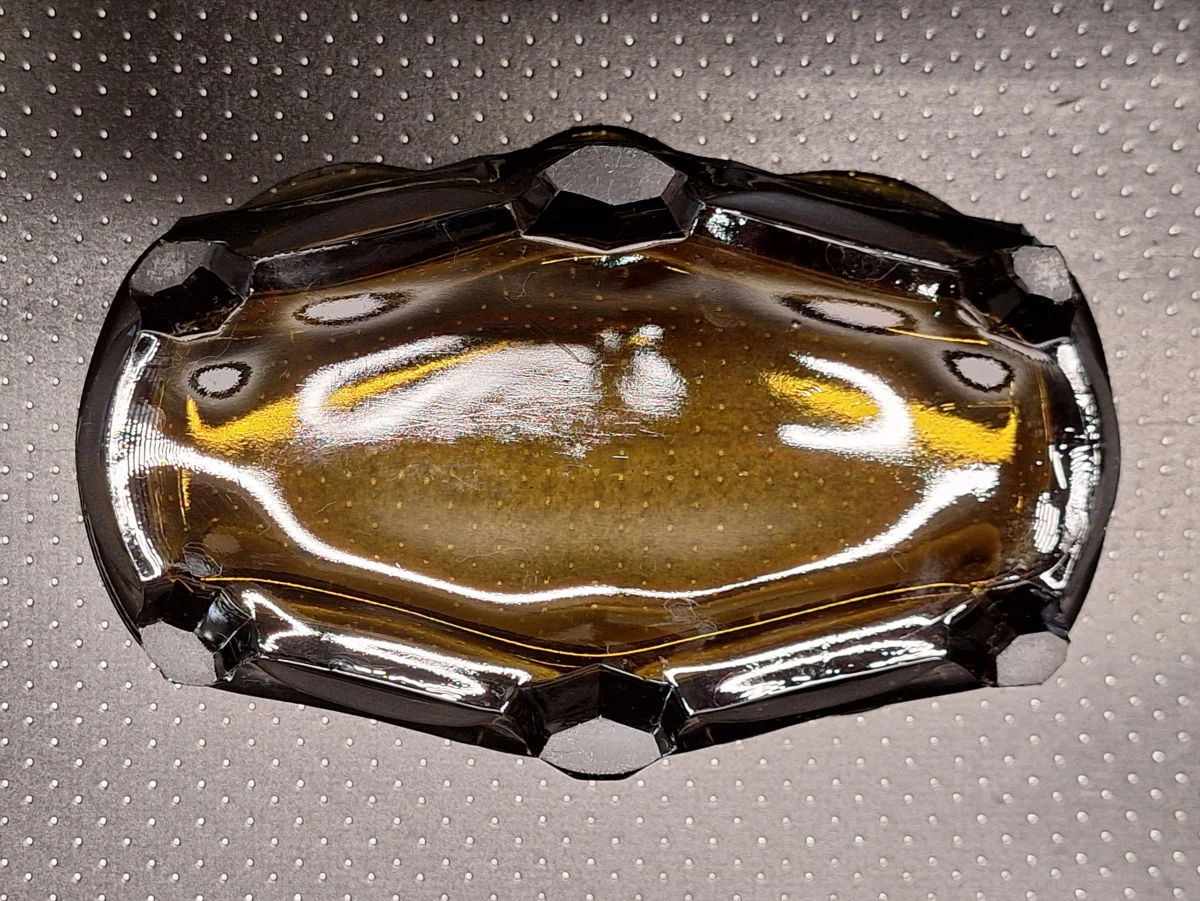 Prachtige tweedelige Art Deco bloemenschaal - Amber persglas (Jaren '30)