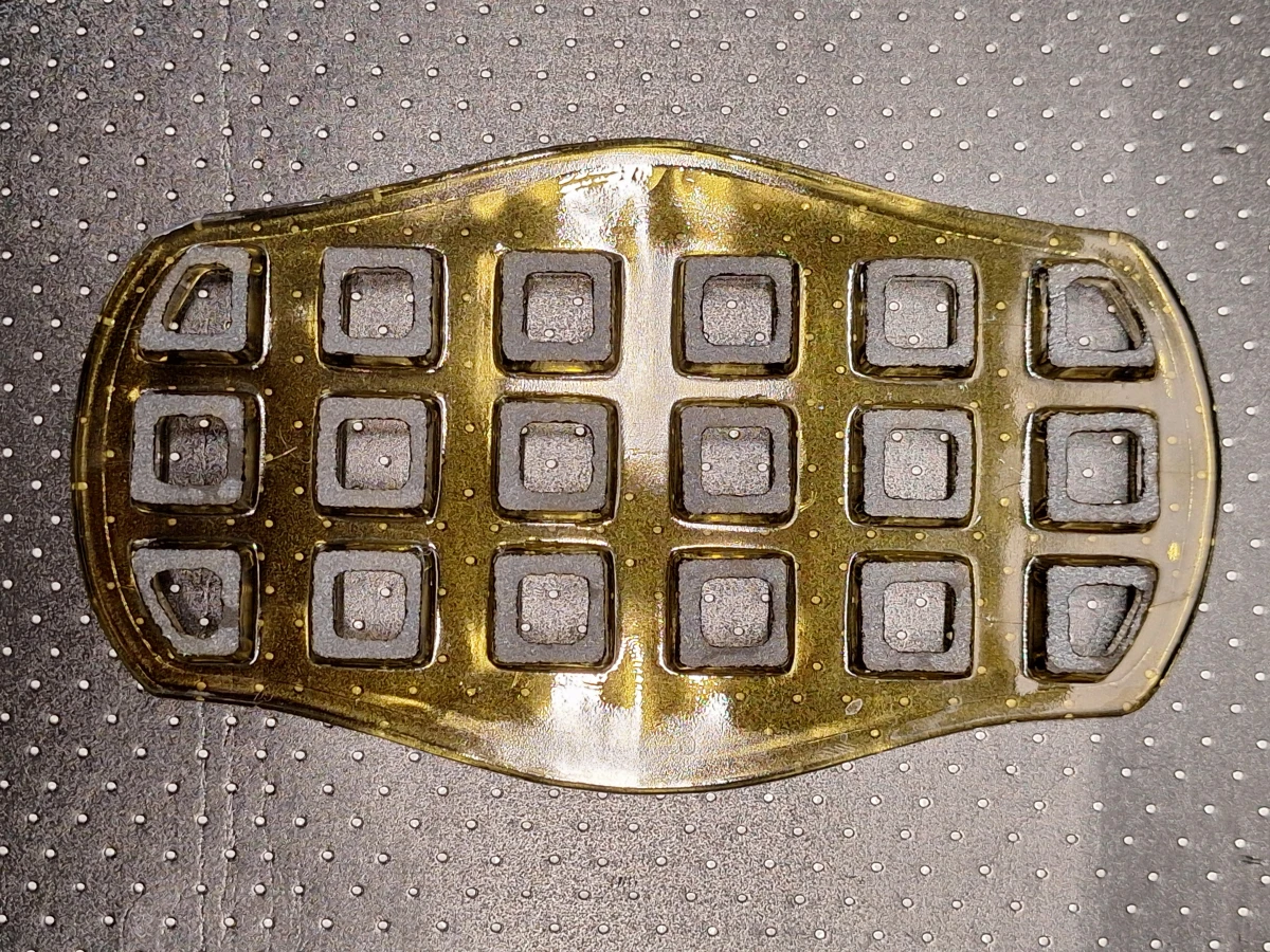 Prachtige tweedelige Art Deco bloemenschaal - Amber persglas (Jaren '30)