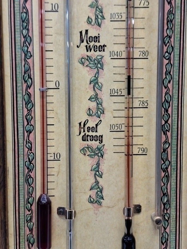 Elegante contrabarometer met thermometer - klassiek houten pronkstuk