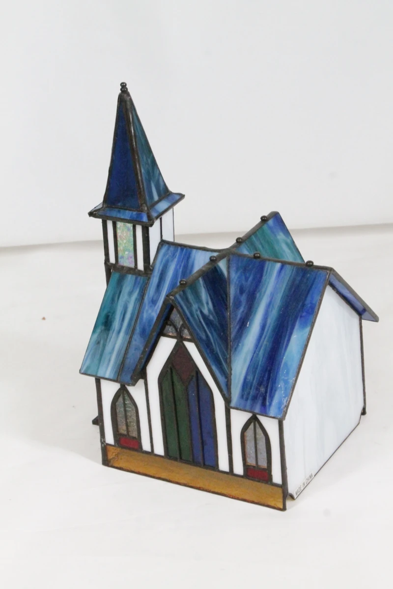 Vintage "Stained Glass Collectables" kerkje