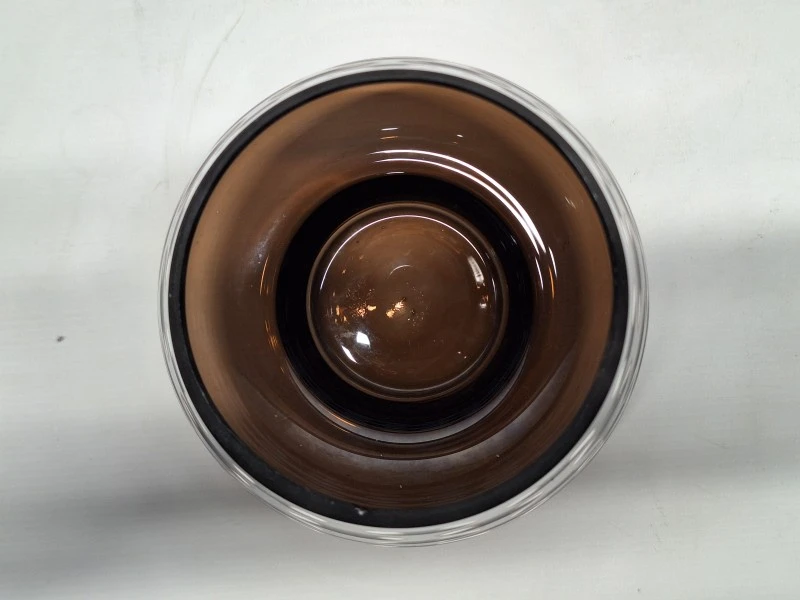 Vintage design vaas in geslepen dubbelglas - rookglas met geometrisch motief - foto 6