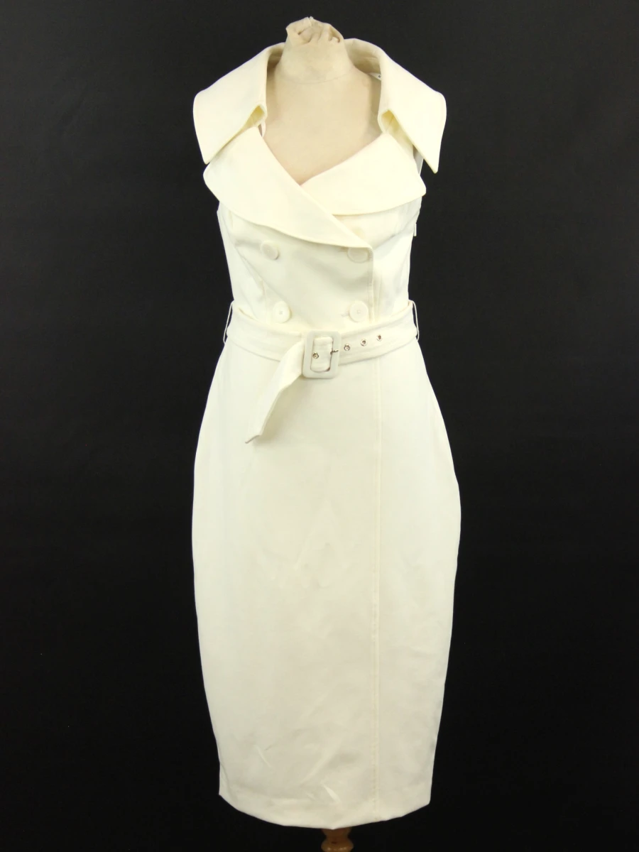 Marciano by Guess - elegante, crèmekleurige ceintuurjurk met knappe kraag