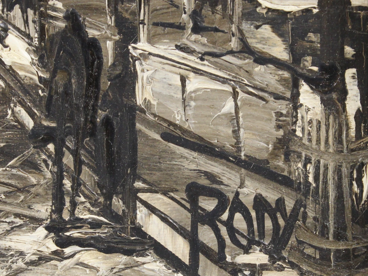 Origineel olieverfschilderij – toegeschreven aan Rodica "Rody" Iliescu – Parijs straatgezicht