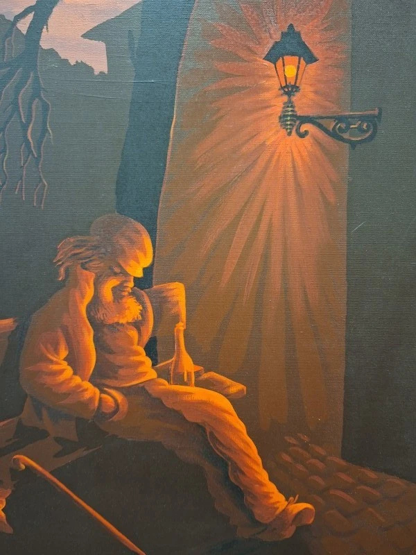 Olieschilderij van een Oude man op een bank (Parijs, ca. 1980) - Nicolas Riaboff