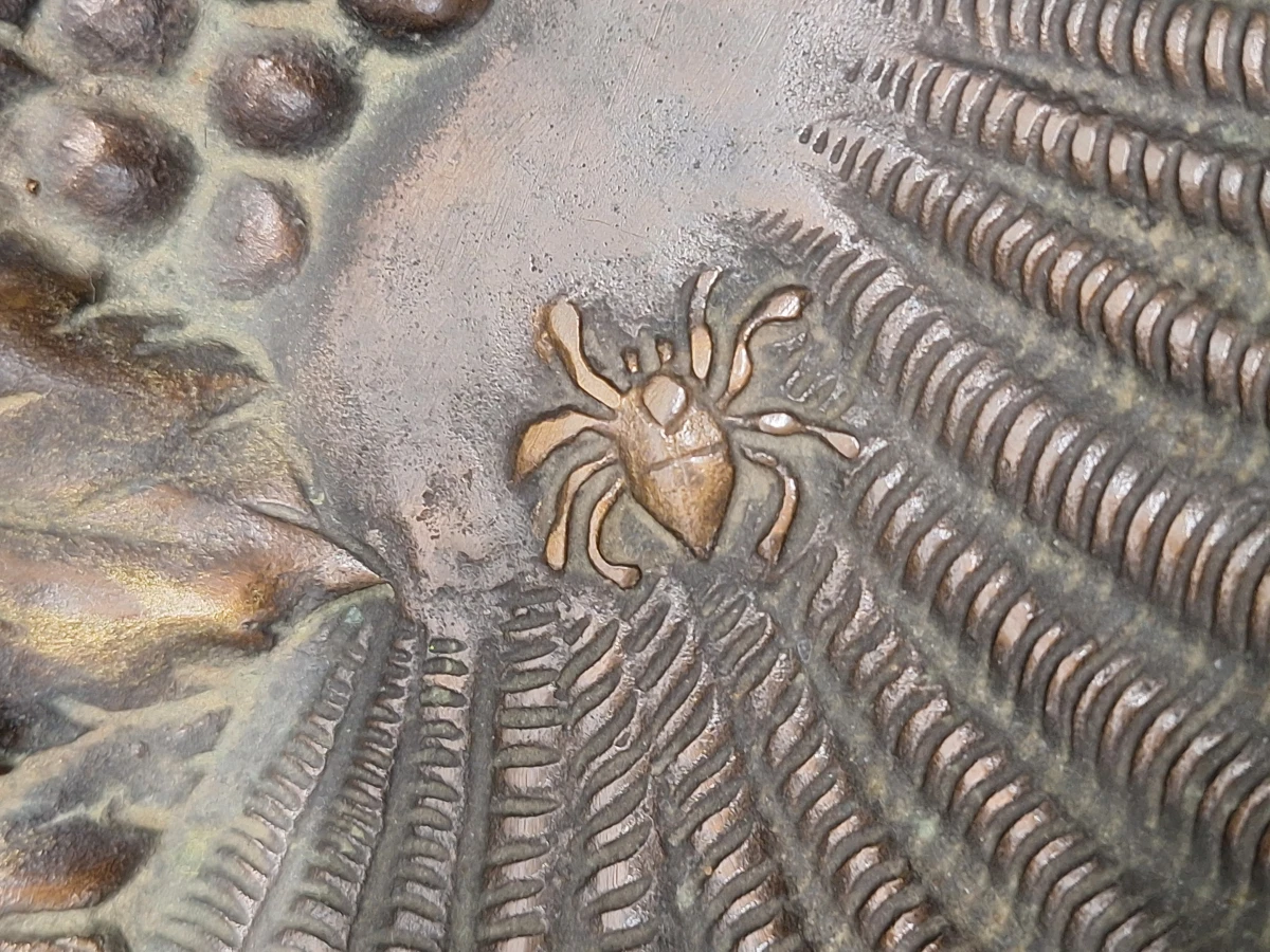 Franse Art Nouveau vide-poche - Antieke sierlijke schaal met druiven en wijnbladeren