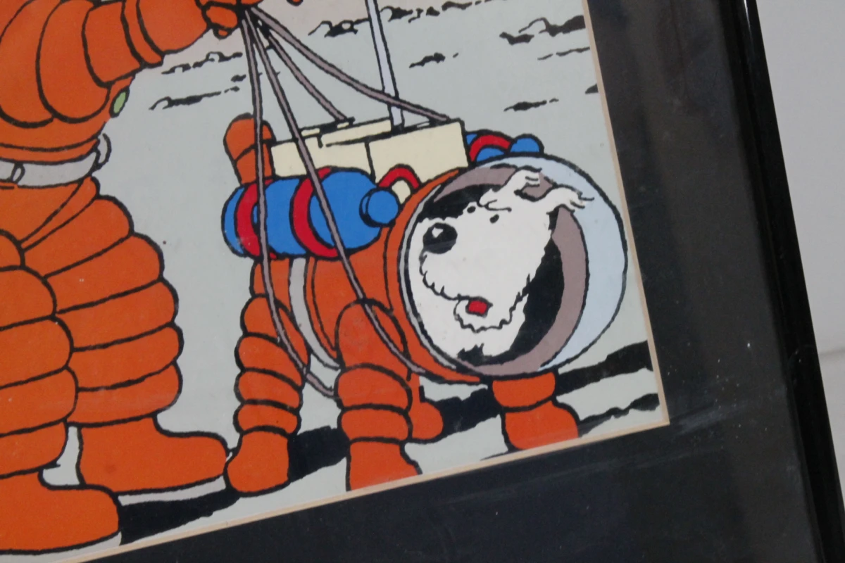 Ingelijste Tekening Kuifje op de Maan