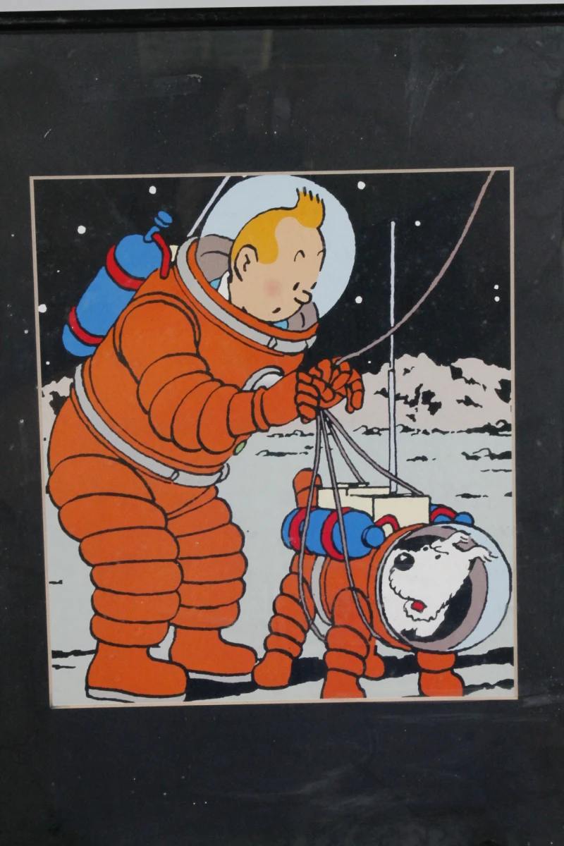 Ingelijste Tekening Kuifje op de Maan