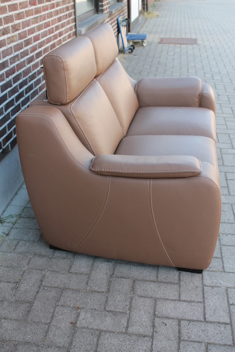 Bruine leren 2-zits relaxzetel