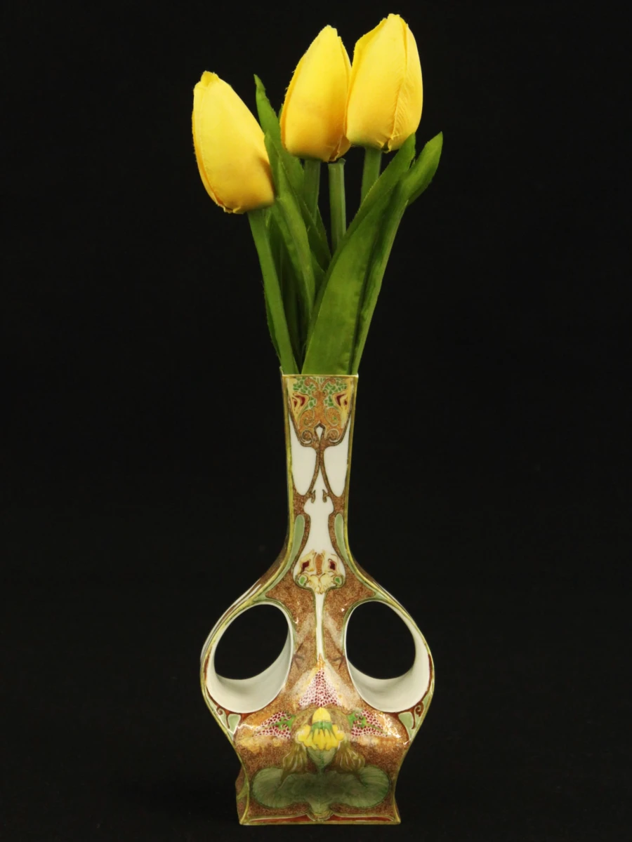 Art Nouveau eierschaalporseleinen vaas 1901 Samuel Schellinck voor Rozenburg Den Haag