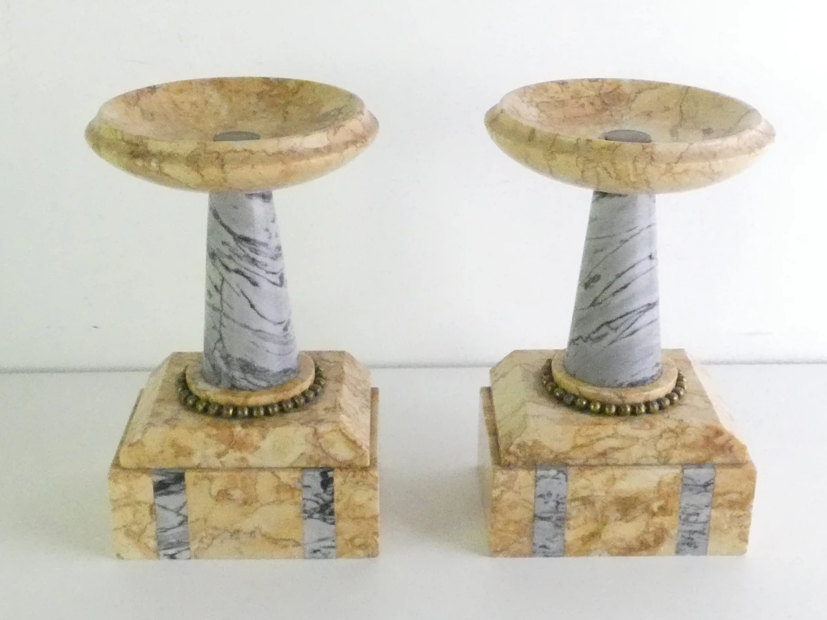 Art Deco marmeren schouwklok met kandelaars