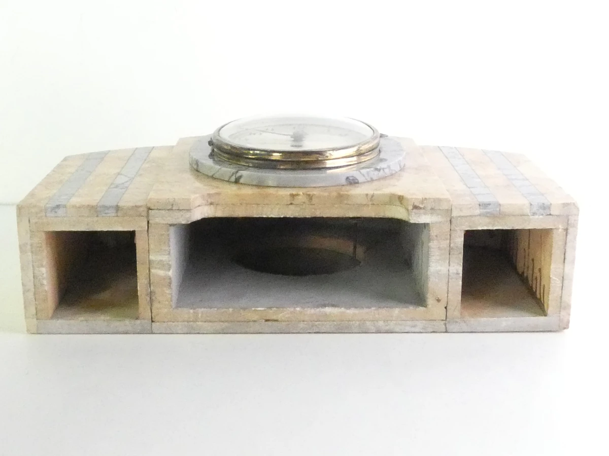 Art Deco marmeren schouwklok met kandelaars
