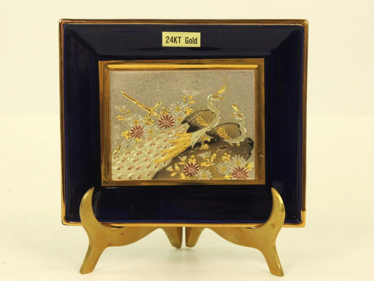 Set van 3 decoratieve Japanse miniatuur schilderijtjes met 24K goud