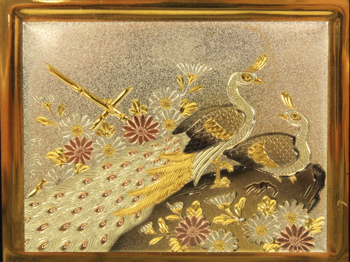 Set van 3 decoratieve Japanse miniatuur schilderijtjes met 24K goud