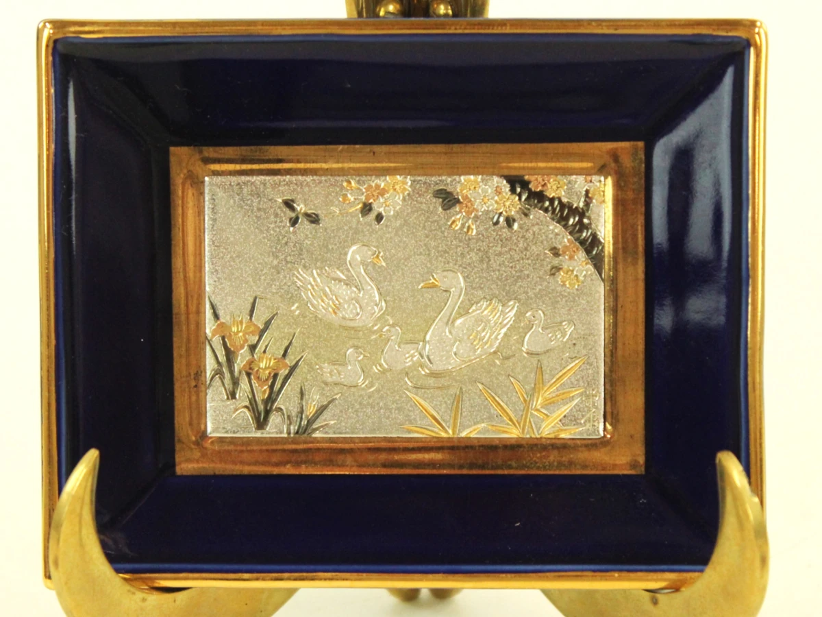 Set van 3 decoratieve Japanse miniatuur schilderijtjes met 24K goud