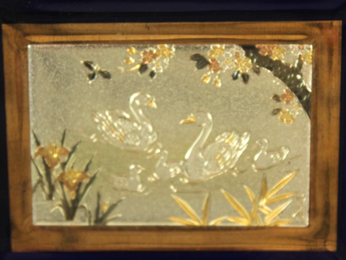 Set van 3 decoratieve Japanse miniatuur schilderijtjes met 24K goud