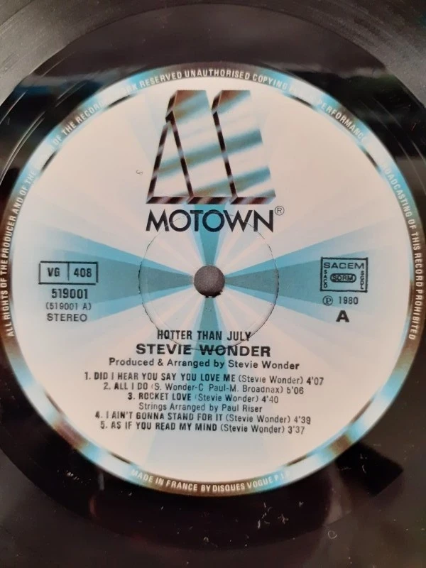 LP: Stevie Wonder - Hotter then July