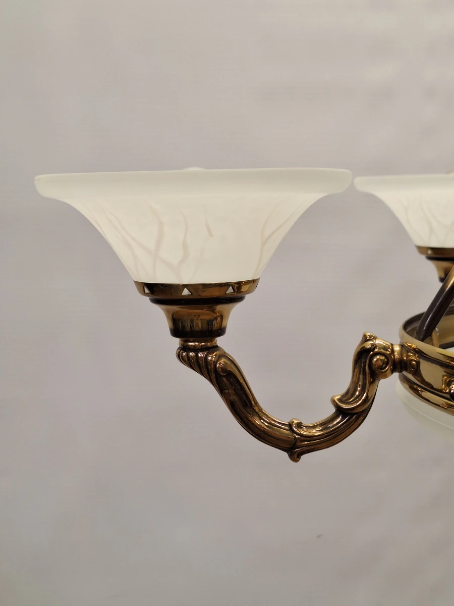 Exclusieve Spaanse Bejorama 'Catherine' kroonluchter - 9-Lichts klassiek design in messing en matglas